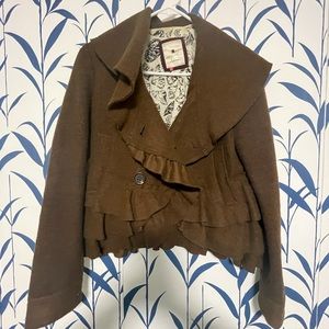 Anthropologie cute brown coat